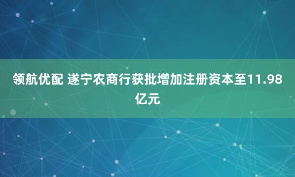 领航优配 遂宁农商行获批增加注册资本至11.98亿元