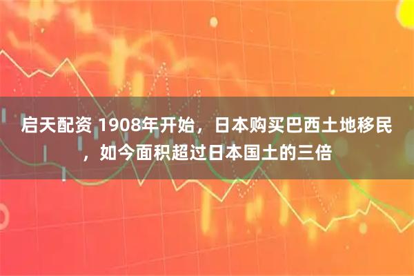 启天配资 1908年开始，日本购买巴西土地移民，如今面积超过日本国土的三倍